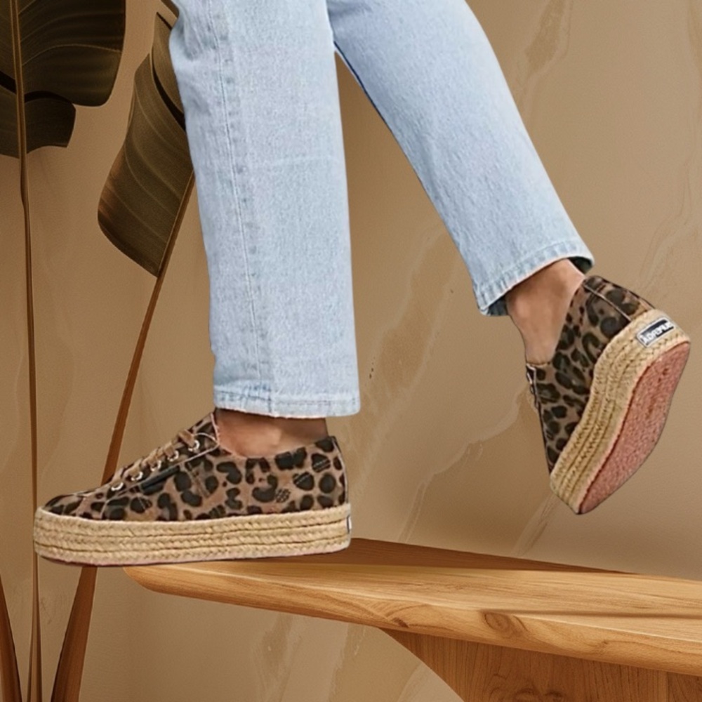 SUPERGA PLATFORM LEOPARD ESPADRILLE FLATFORM SNEAKER SIZE EU 37 / US 6.5 - Picture 8 of 16